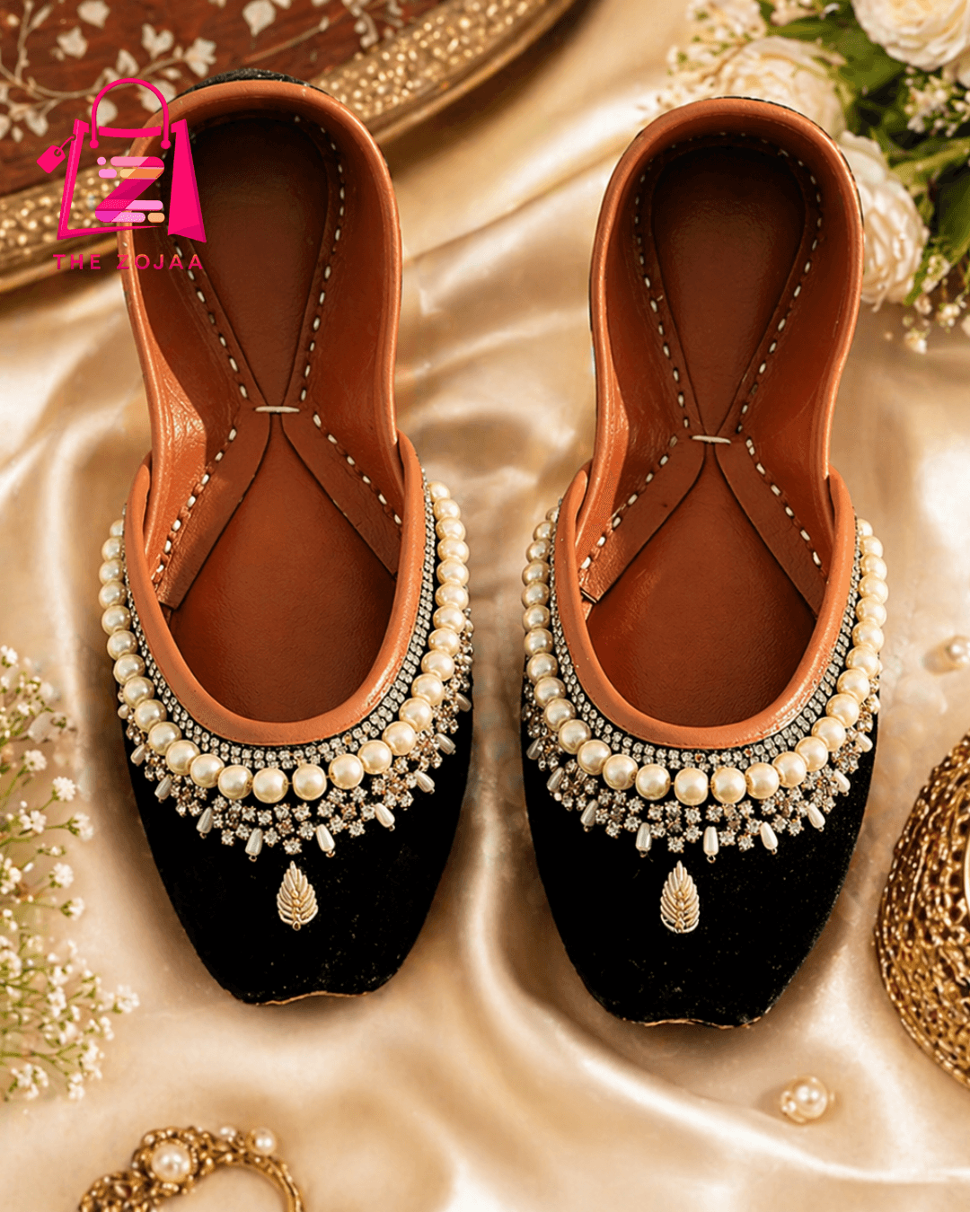 Black Velvet Pearl Khussa