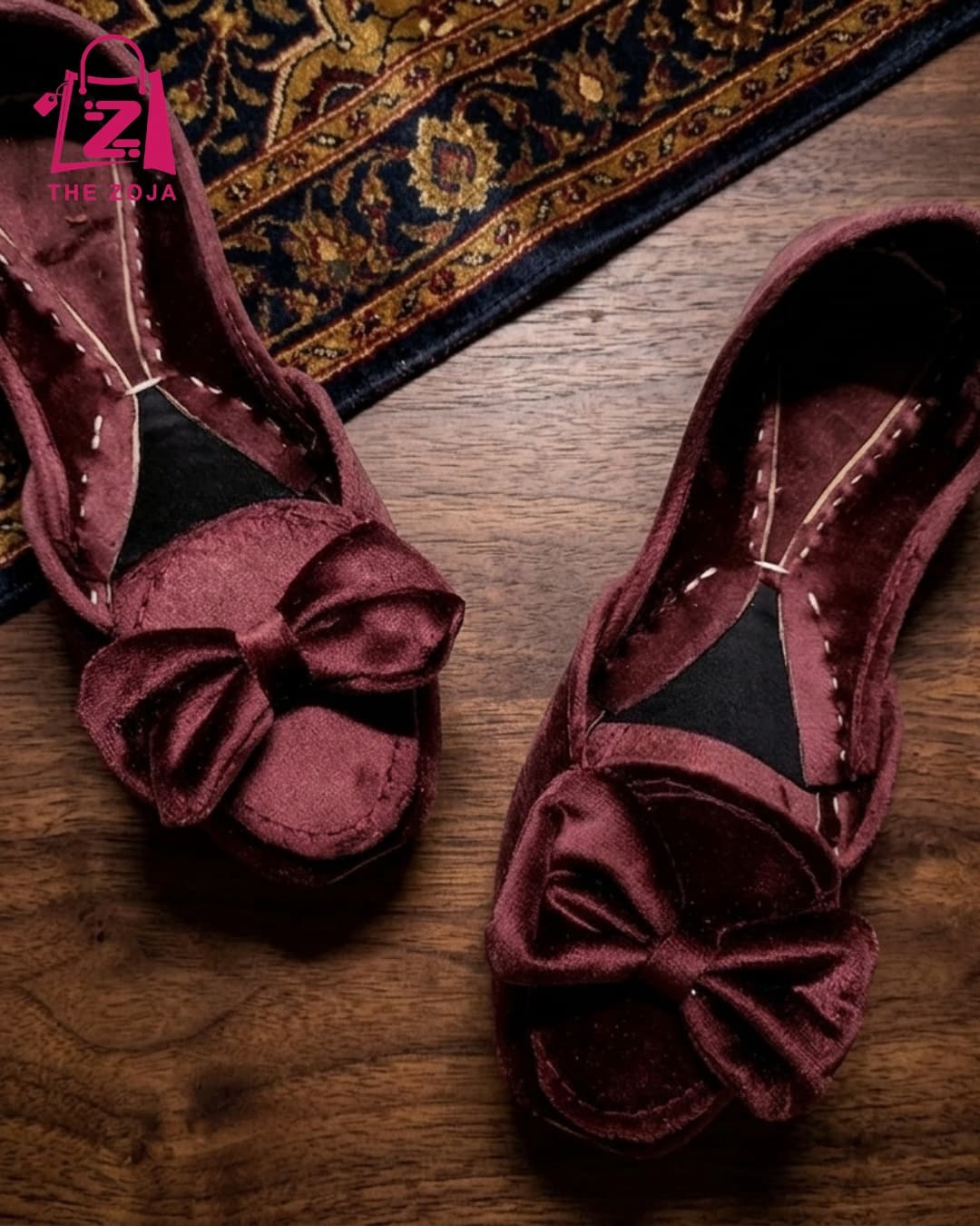 Brown Velvet Bow Khussa
