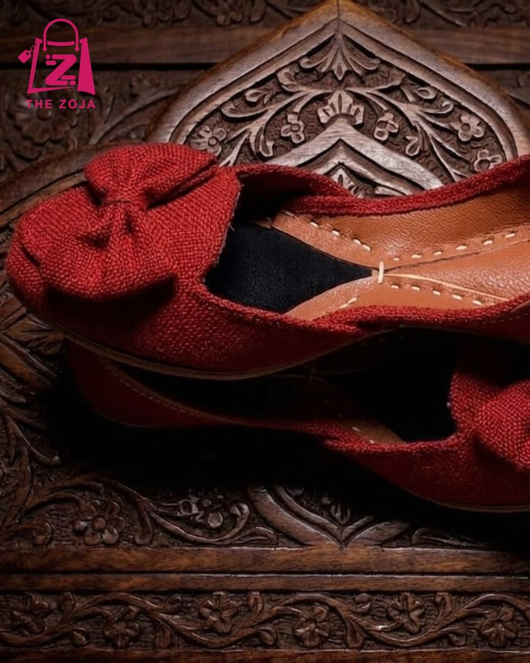  Red Jute fabric Bow Khussa