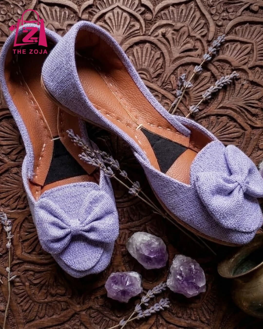  Purple jute fabric Bow Khussa 