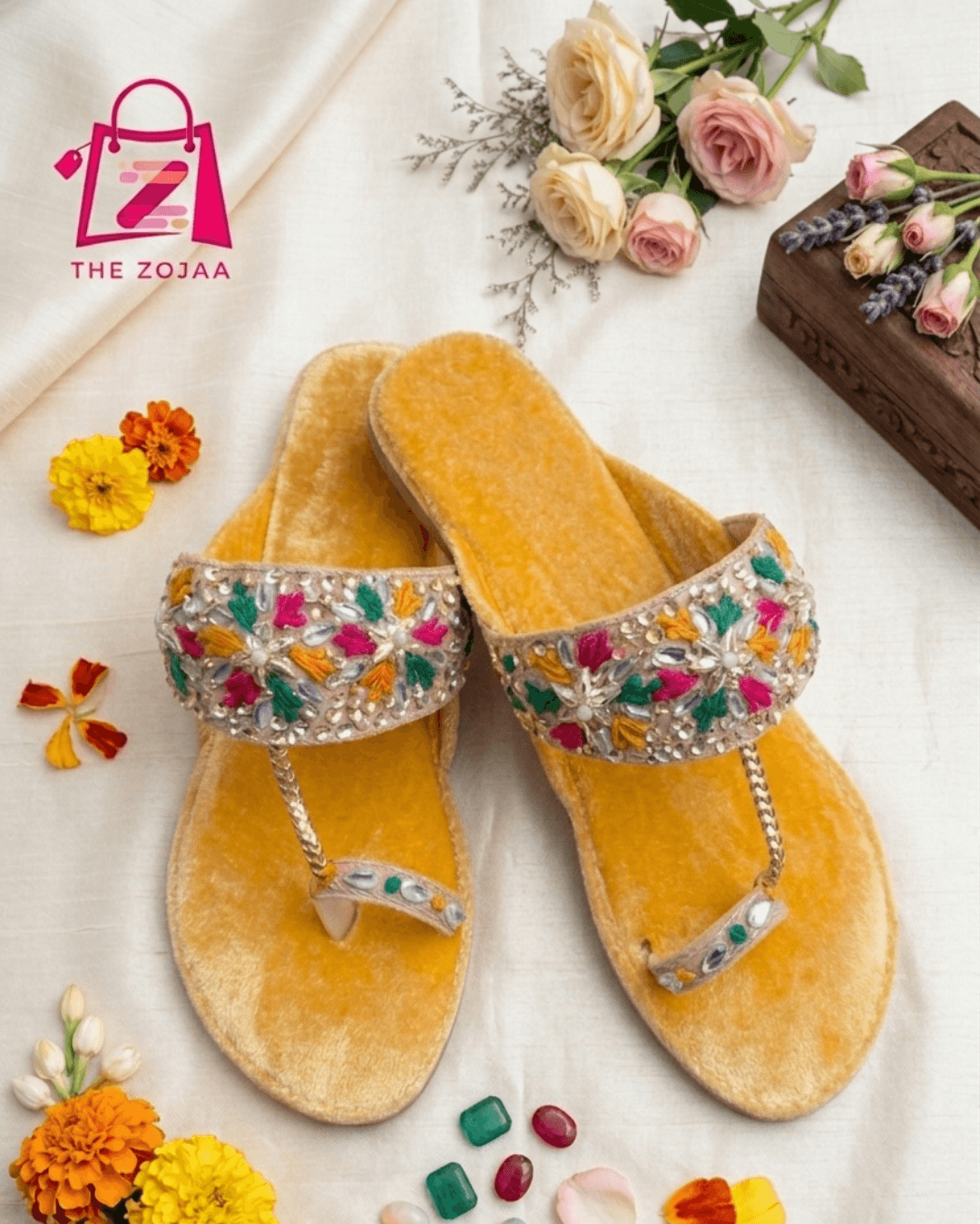 Yellow Velvet Kolhapuri
