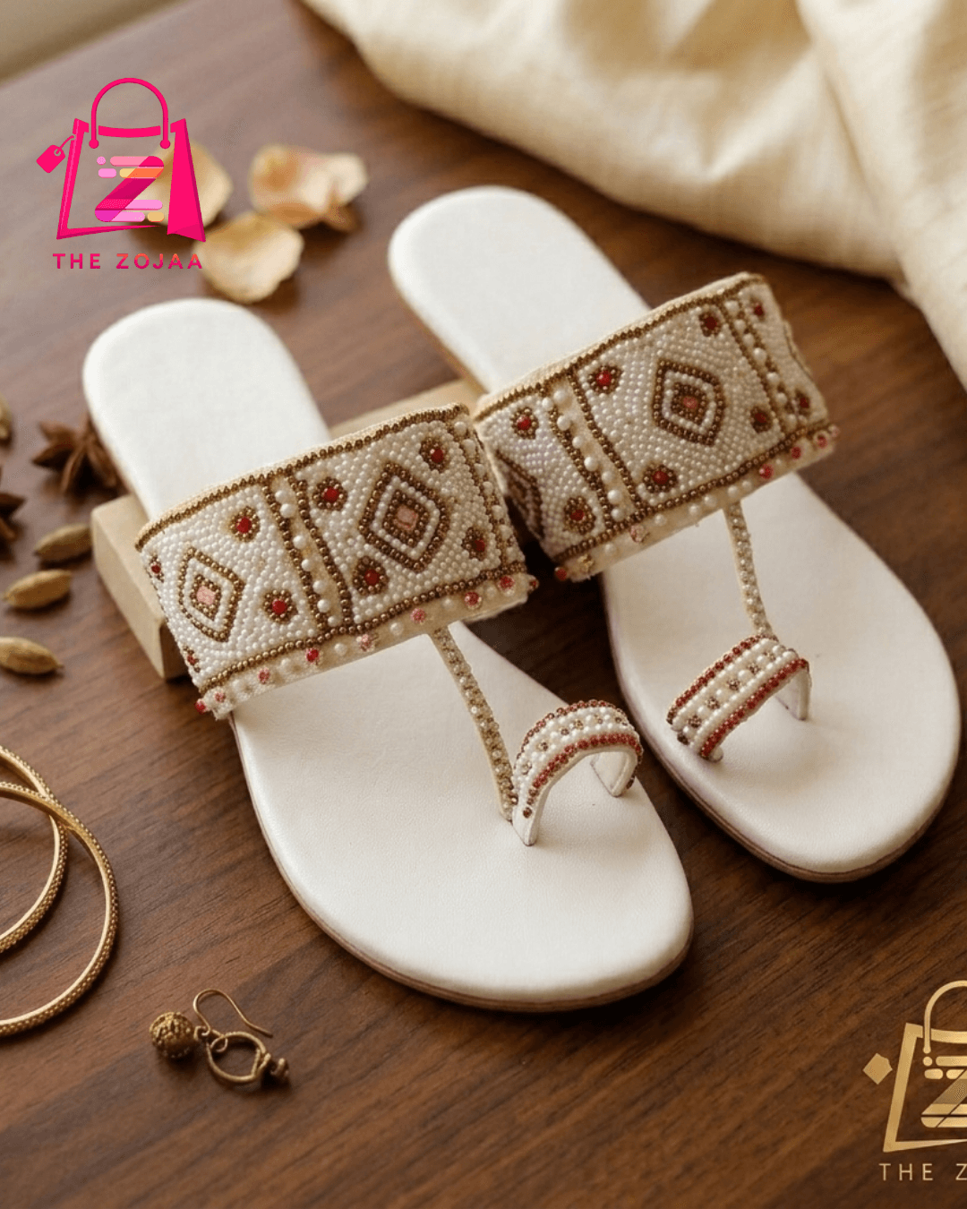 White Embellished Kolhapuri