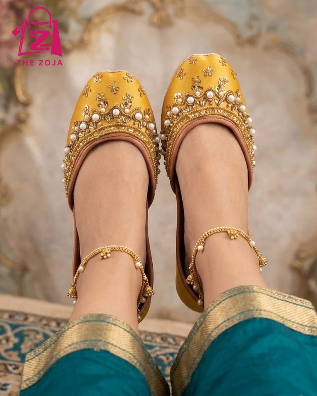 Luxury Mustard Embellished Khussa