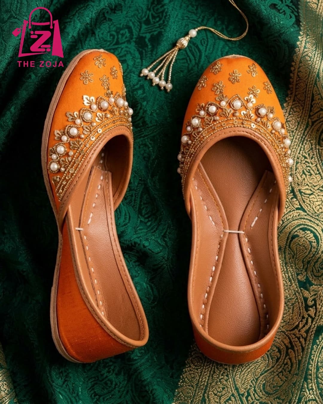 Luxury Orange Embellished Khussa