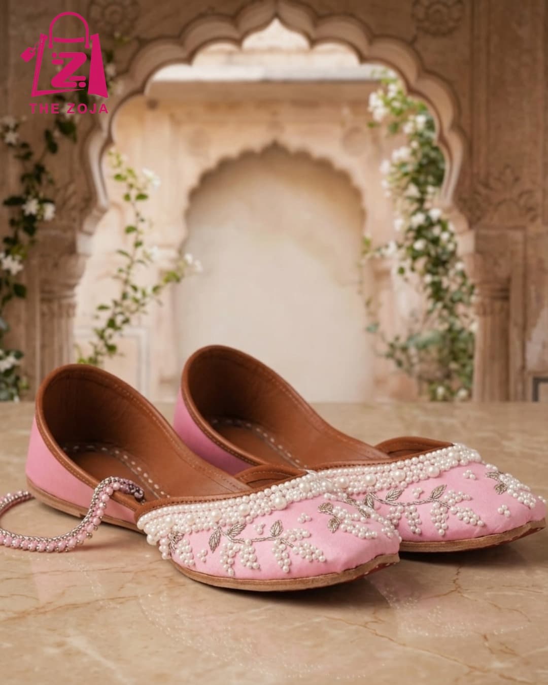 Luxury Baby pink Embellished Khussa