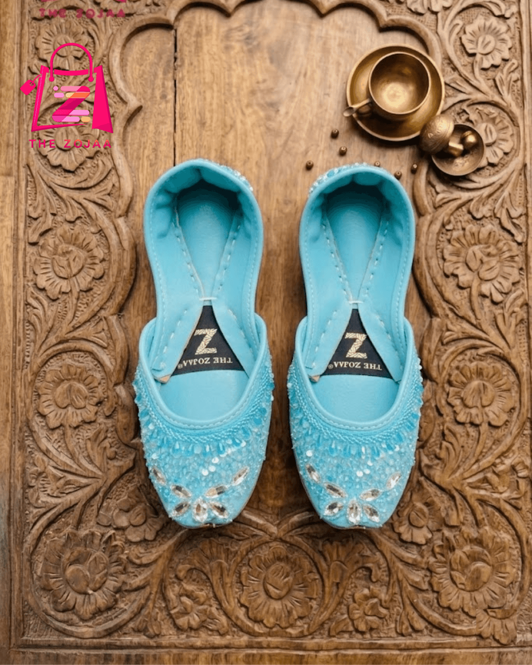 Aqua Crystal Khussa 