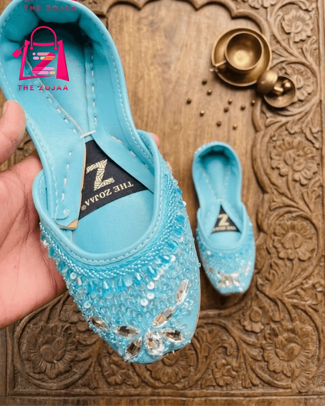 Aqua Crystal Khussa 