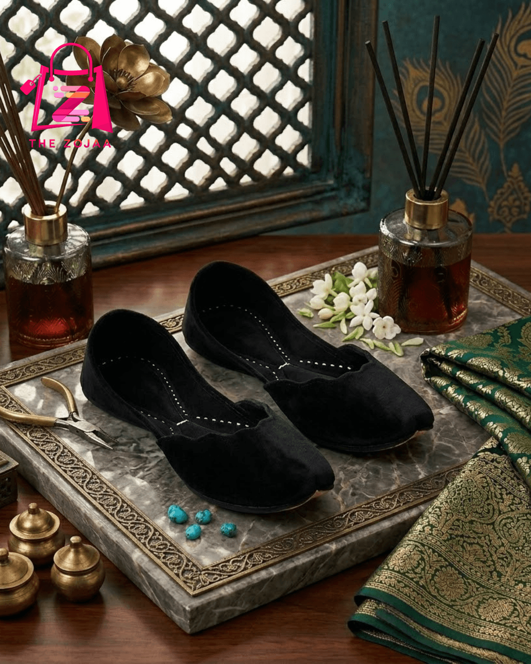 Black Mehfil Velvet Khussa 