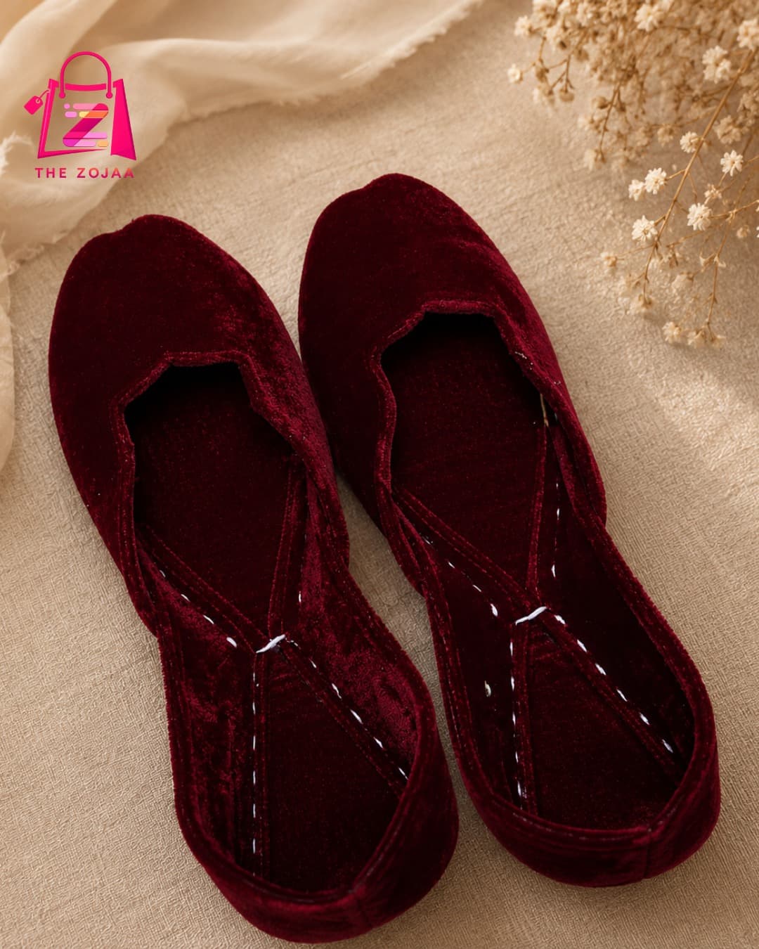 Maroon Mehfil Velvet Khussa
