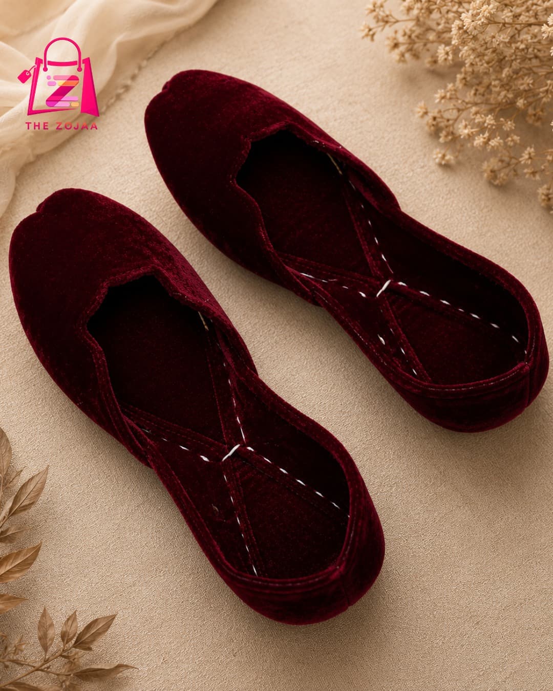 Maroon Mehfil Velvet Khussa