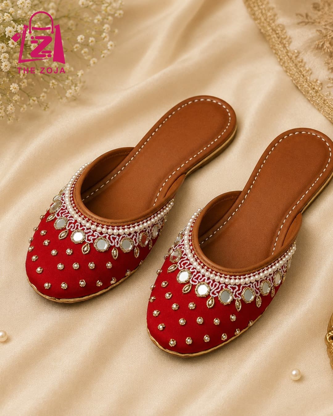 Noor-e-Zamrud Red Backless Jutti