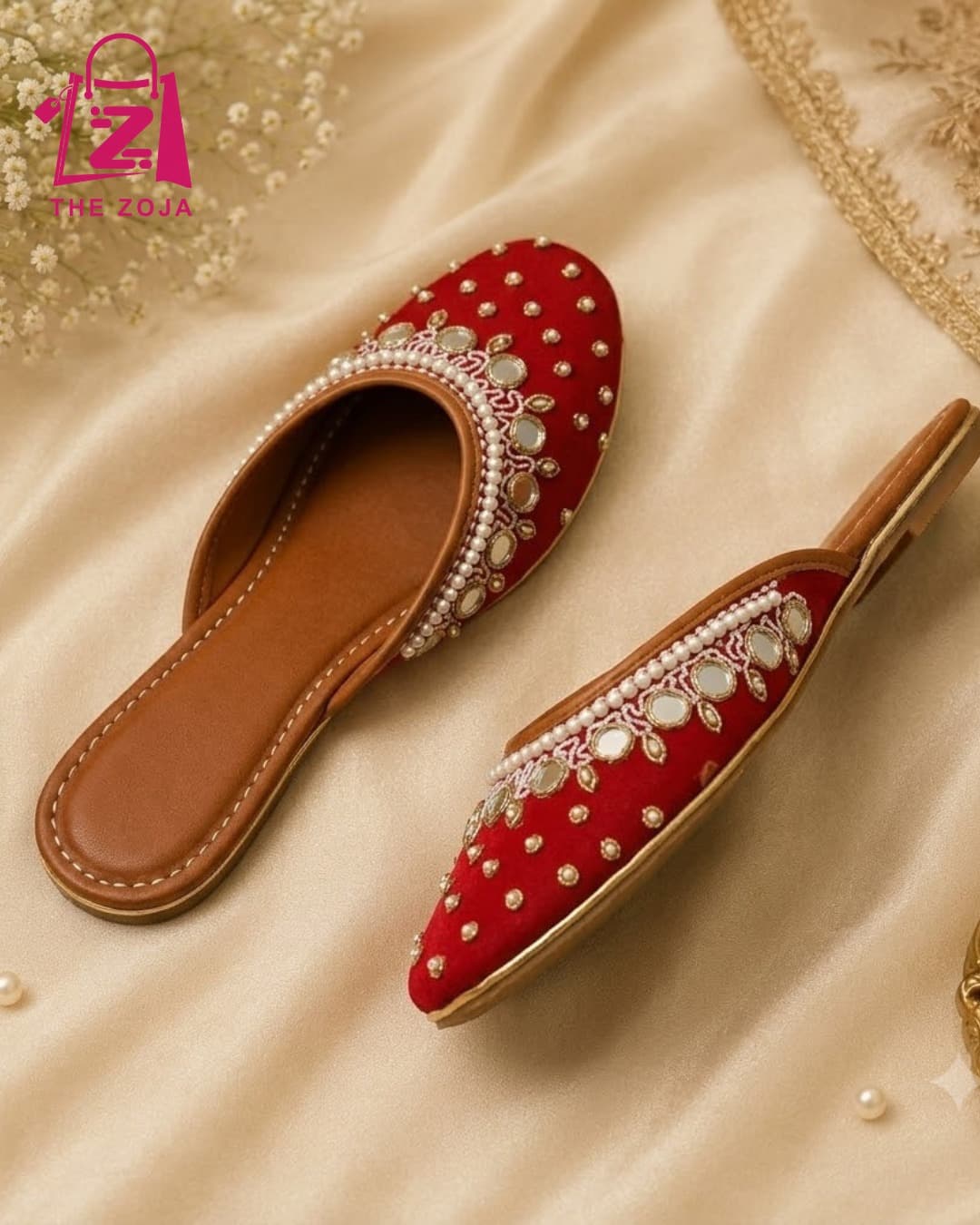 Noor-e-Zamrud Red Backless Jutti