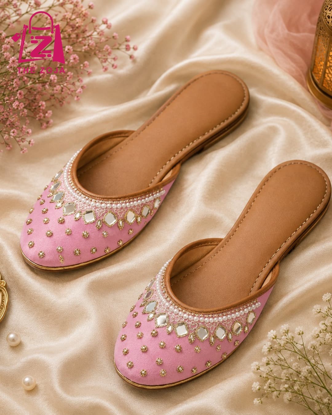 Noor-e-Zamrud Baby Pink Backless Jutti
